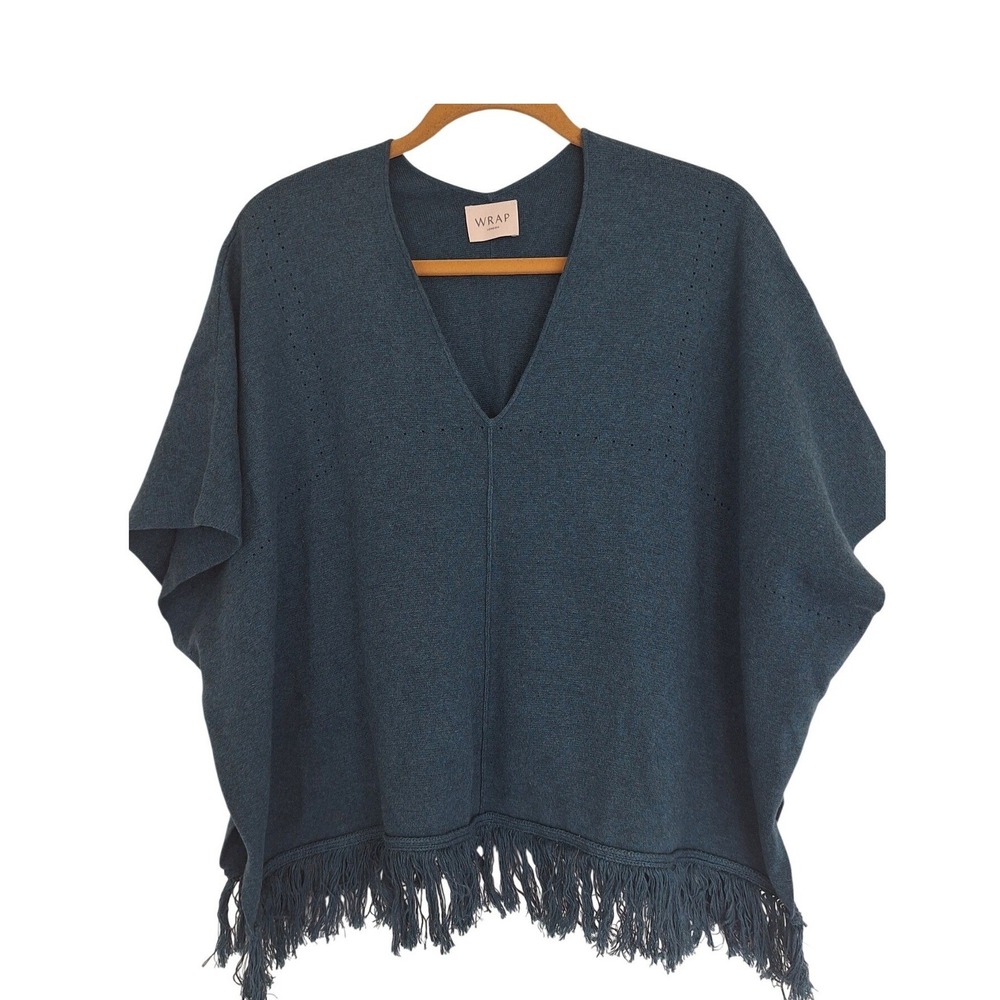 Wrap London Tassle Poncho Organic Cotton Green Size 10